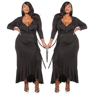 Black Flirty Long Sleeve 2x Dress